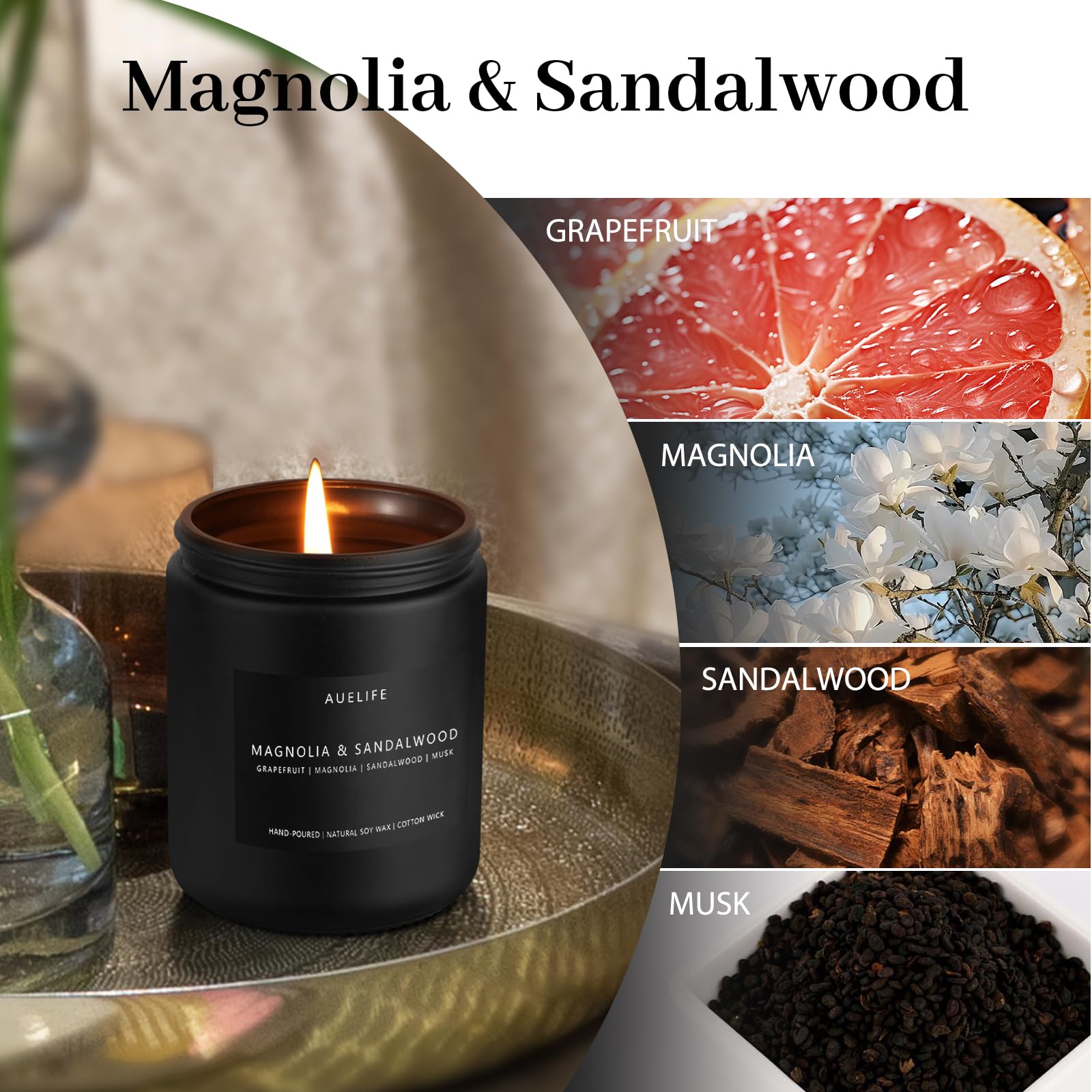 Scented Candles Set | Men Candles Set, Candles for Men Scented Candles for Home - 4 Pack Candles Scents Auelife