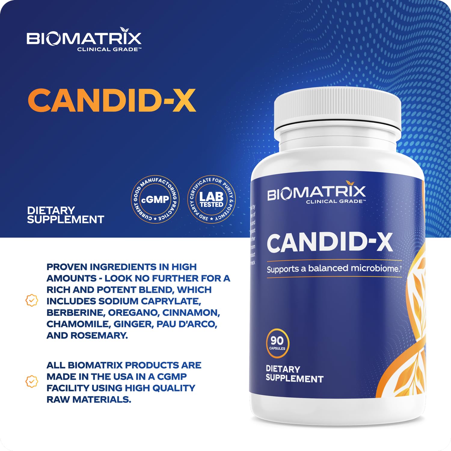 BioMatrix Candid-X Gut Cleanse with Berberine, Oregano, Sodium Caprylate, Chamomile, Ginger BioMatrix