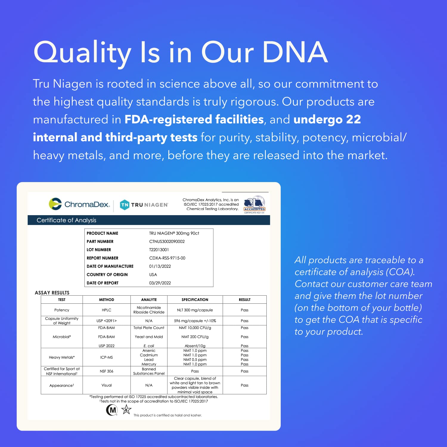 TRU NIAGEN - Patented Nicotinamide Riboside NAD+ Supplement. NR Supports Cellular TRU NIAGEN