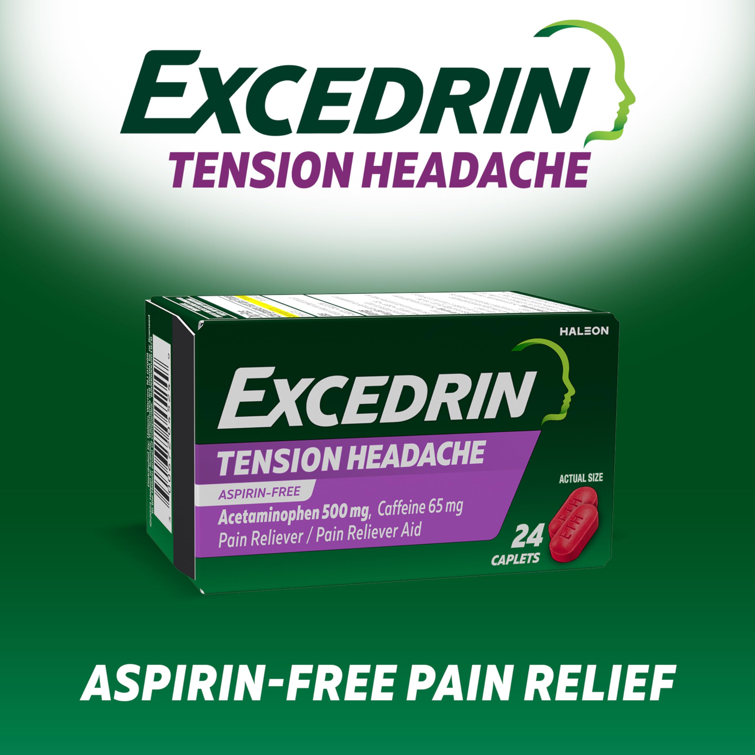 Excedrin Tension Headache Relief Caplets Without Aspirin for Head, Neck and Shoulder Pain Relief - 100 Count Excedrin