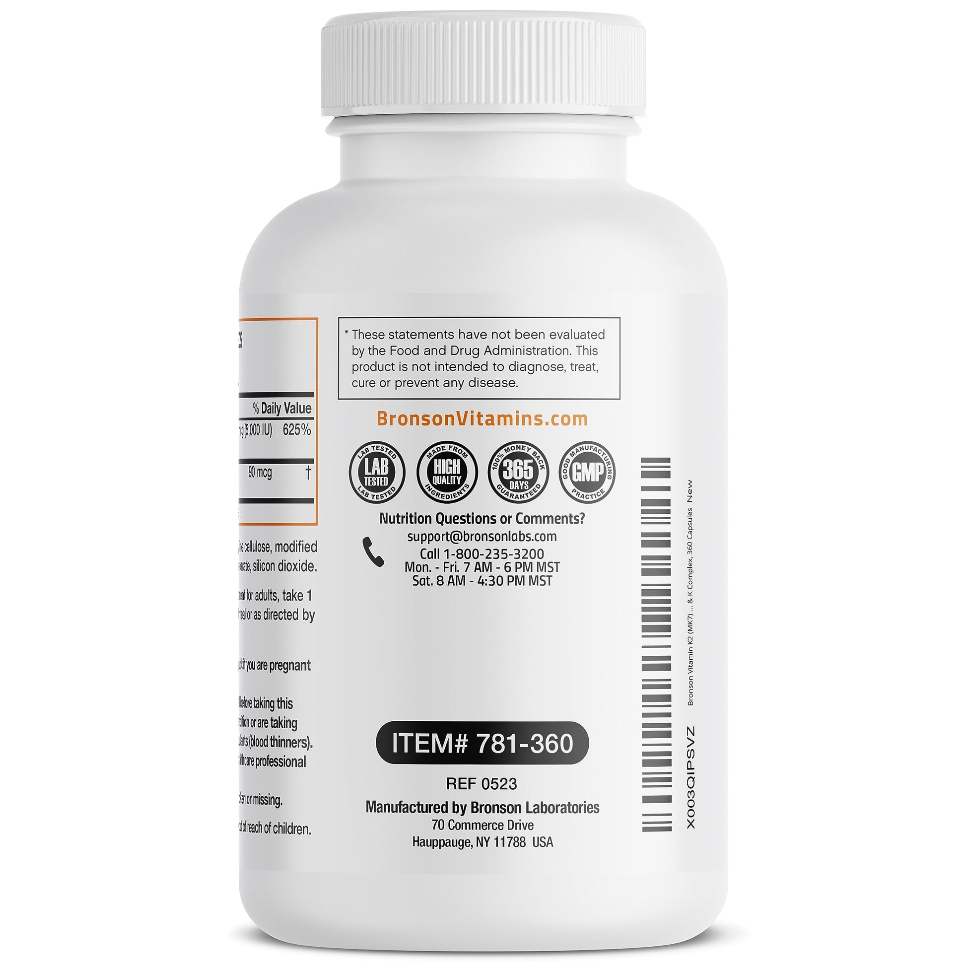 Bronson Vitamin K2 (MK7) with D3 Supplement Non-GMO Formula 5000 IU Vitamin D3 Bronson