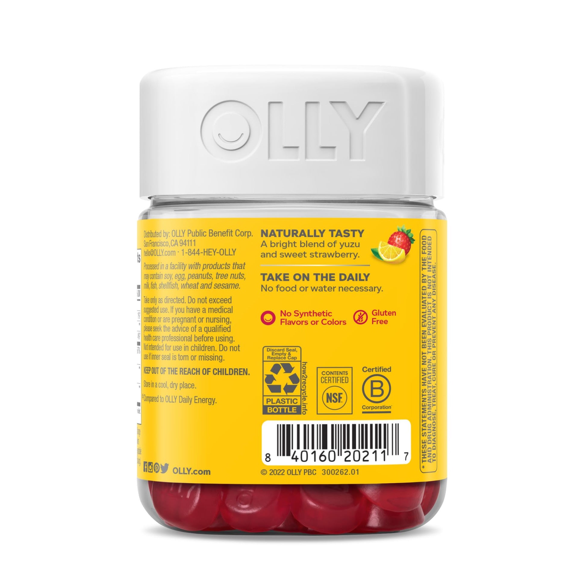 OLLY Extra Strength Daily Energy Gummy, Caffeine Free, 1000mcg Vitamin B12, CoQ10 OLLY