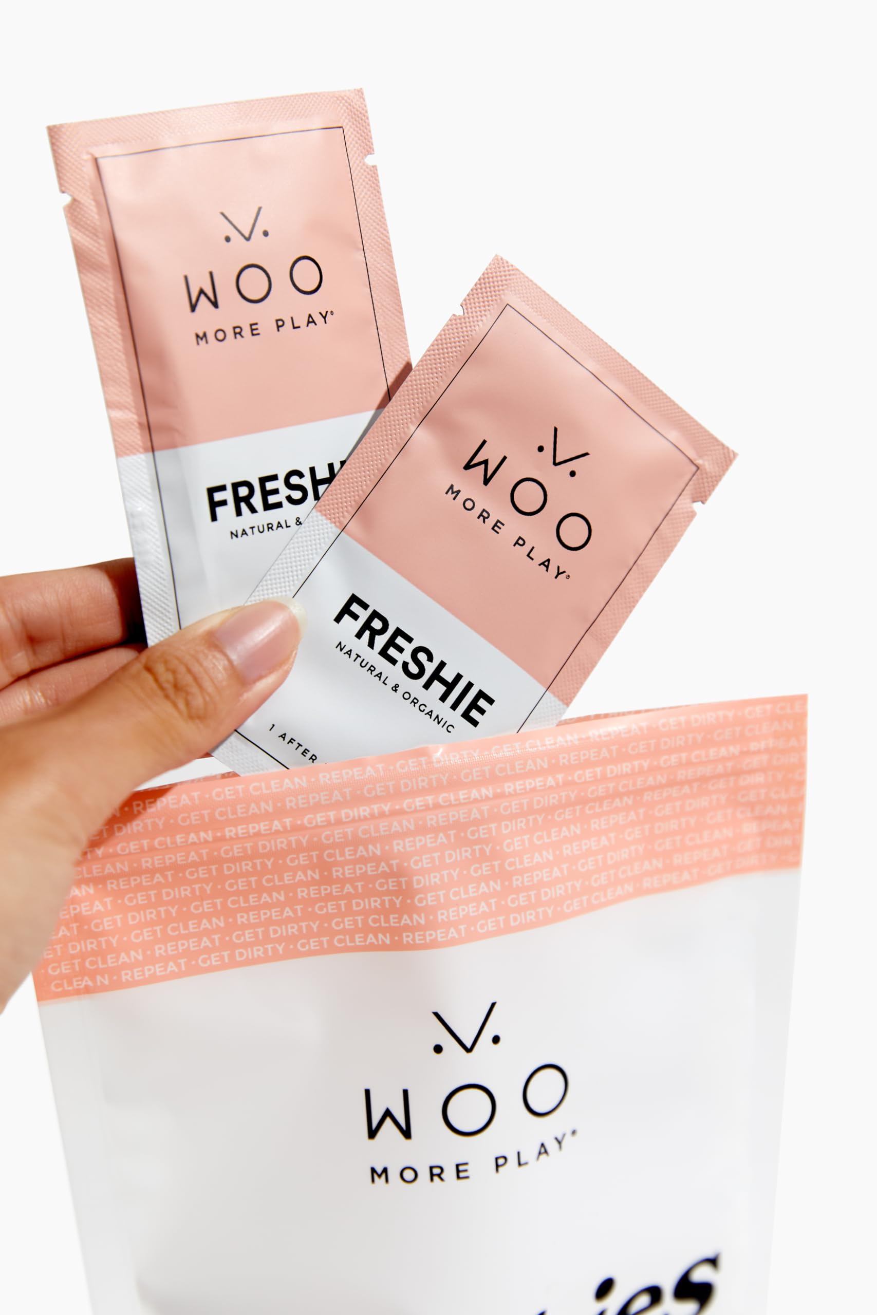 Woo More Play Freshies: All-Natural Feminine Intimacy Towelette Wipes with Coconut Oil Woo More Play