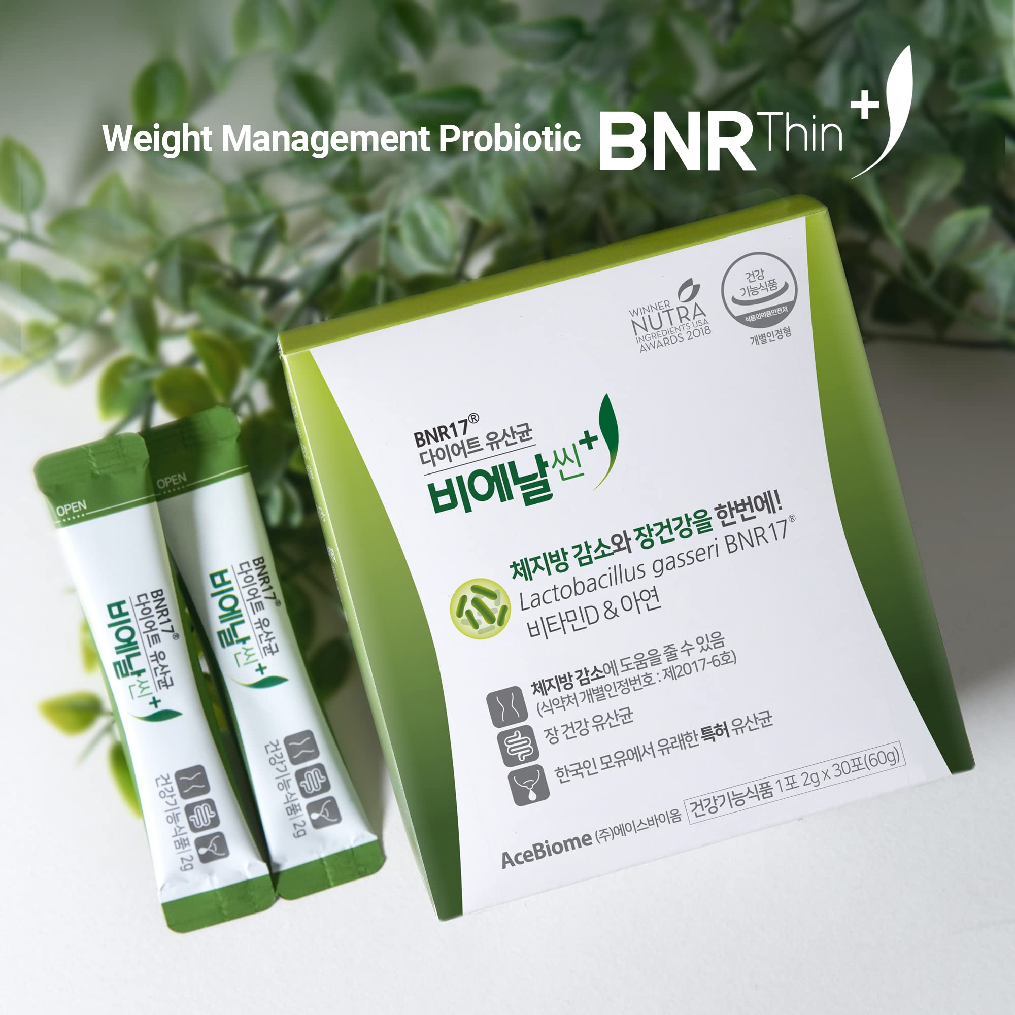 BNRThin Plus, Weight Management Probiotic Powder, 10 Billion CFU Guaranteed, Lactobacil AceBiome