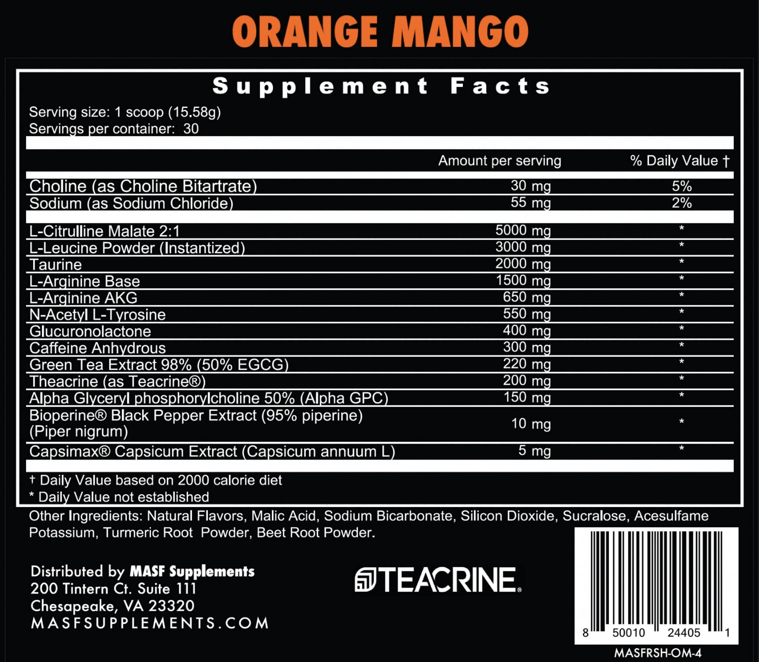 MASF Rush Pre-Workout (Orange-Mango)