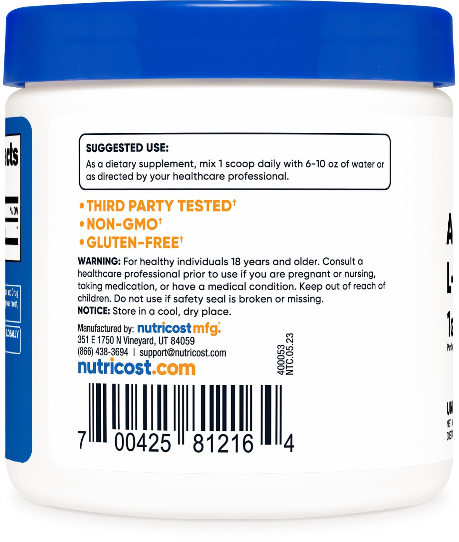 Nutricost Acetyl L-Carnitine (ALCAR) 100 Grams - 1000mg Per Serving - Non-GMO, Gluten Free Nutricost