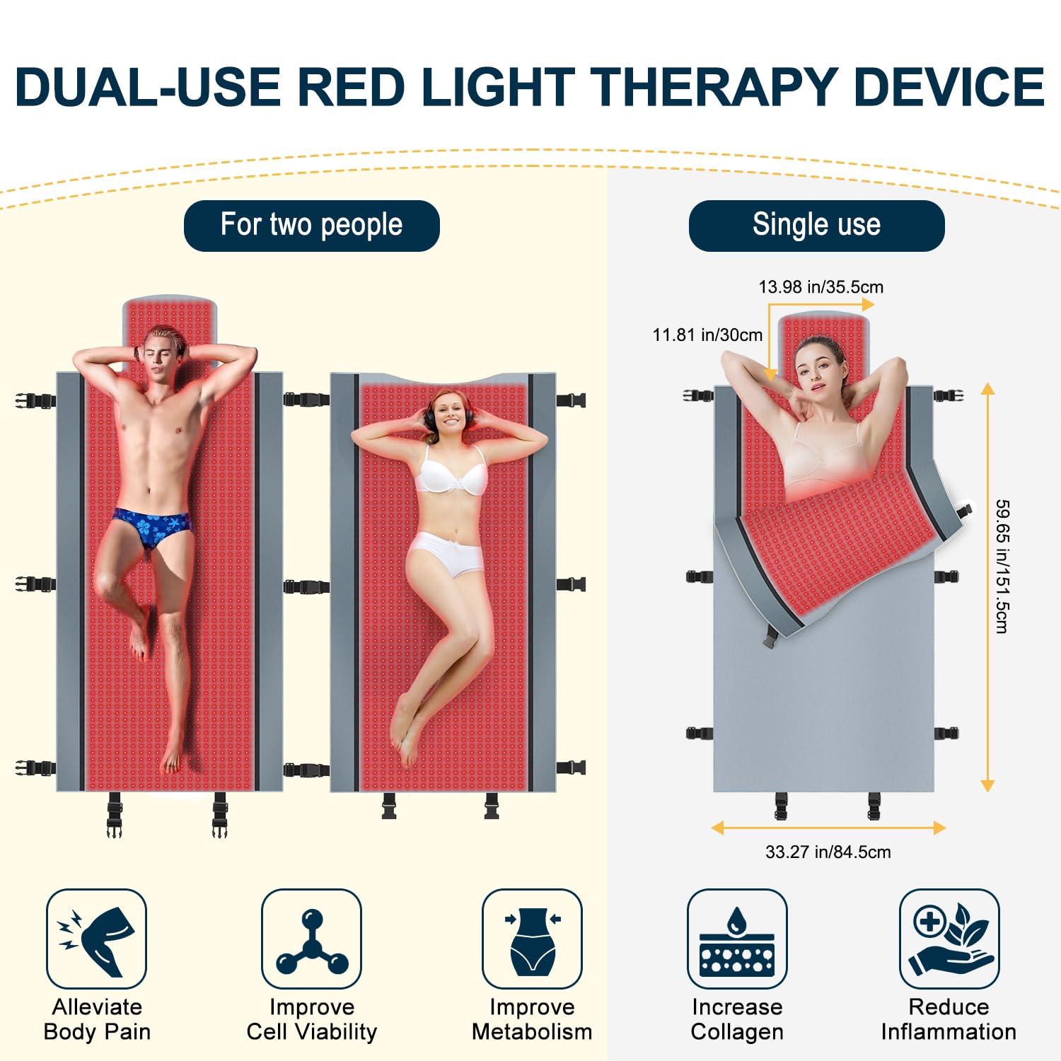 Red Light Therapy for Body - Full Body Red Light Therapy Mat, 71.0x33.31in, 2570Pcs 660nm & 850nm Kaoudt