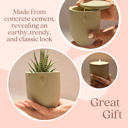 CandlePlanter Concrete Cement Candle Planter - Candles for Home Scented, Soy Candles