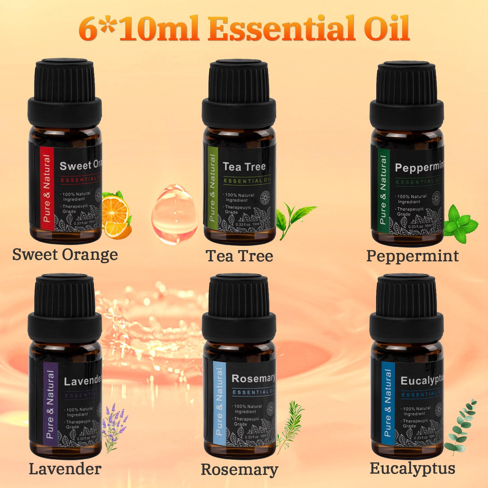 Comfynest Colorful Flame Fire Fireplace Diffuser with 6 Essential Oils Set, Ultrasonic 200ml Essential Oil Comfynest