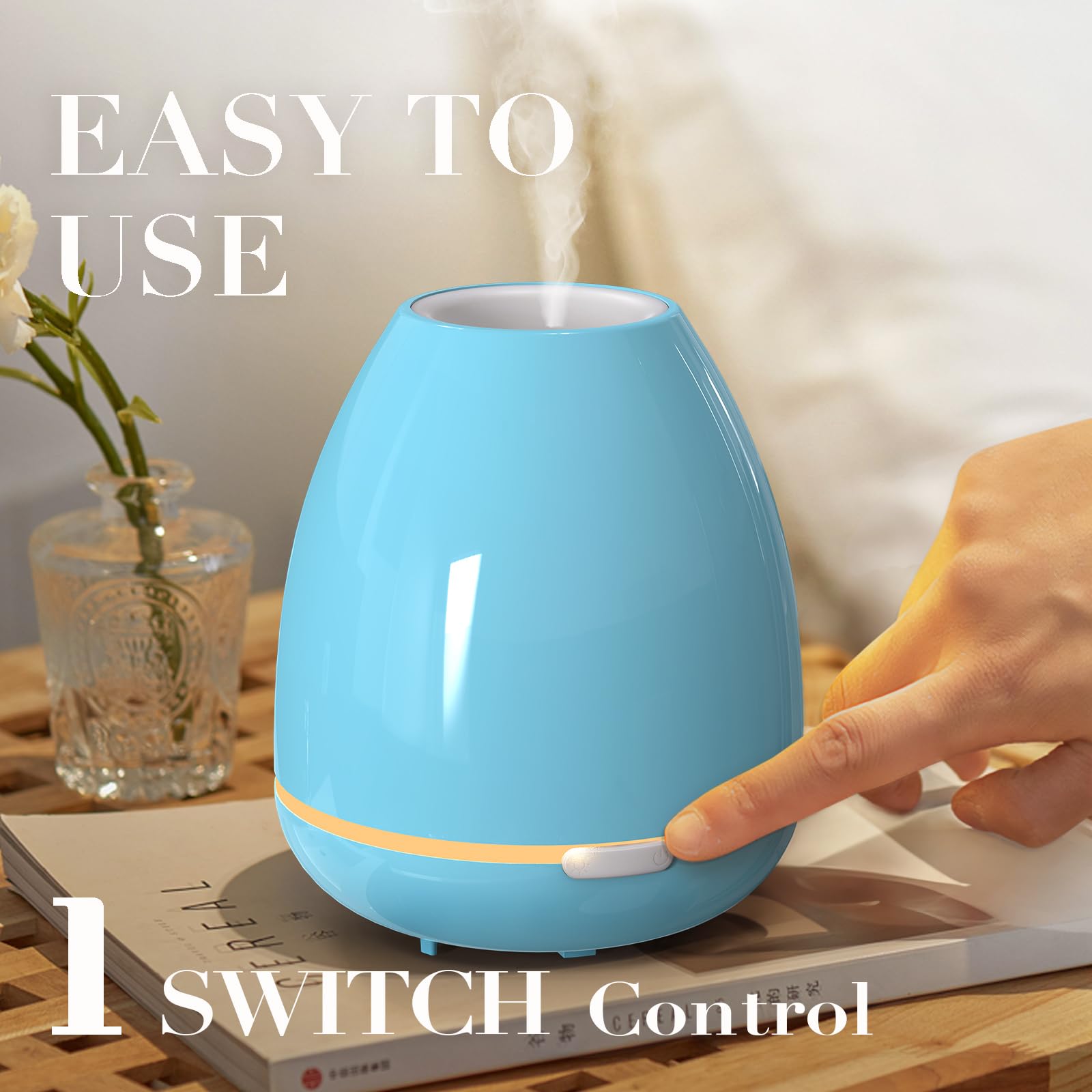 Essential Oil Diffuser for Bedroom Small Humidifier for Home Cool Mist Scent Diffuser 300ml 20 Hours Fashome