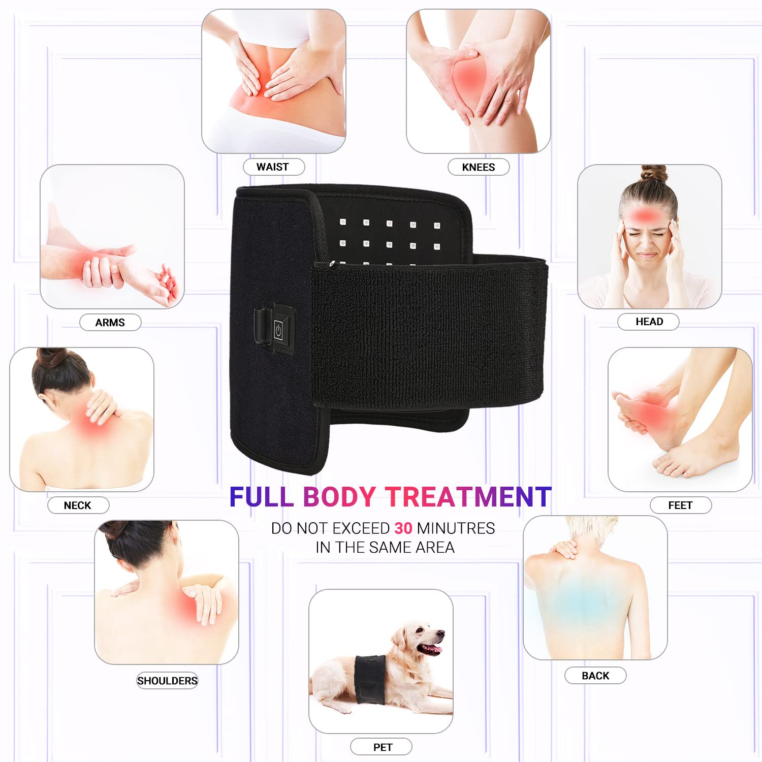 LPSAFP Red Light Therapy Belt for Body, Wearable Device with Blue, red and Near Infrared Light LPSAFP