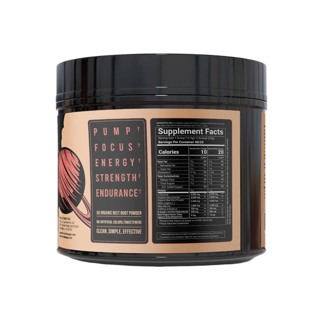 BLASTOFF Pre-Workout Powder - Organic Beet Root Powder with Natural Peach Mango