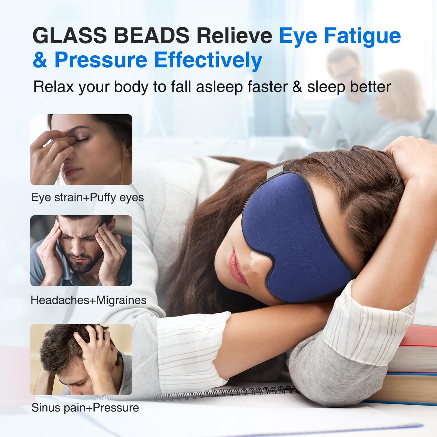 YFONG Weighted Sleep Mask, Women Men 3D Eye Mask Blocking Lights