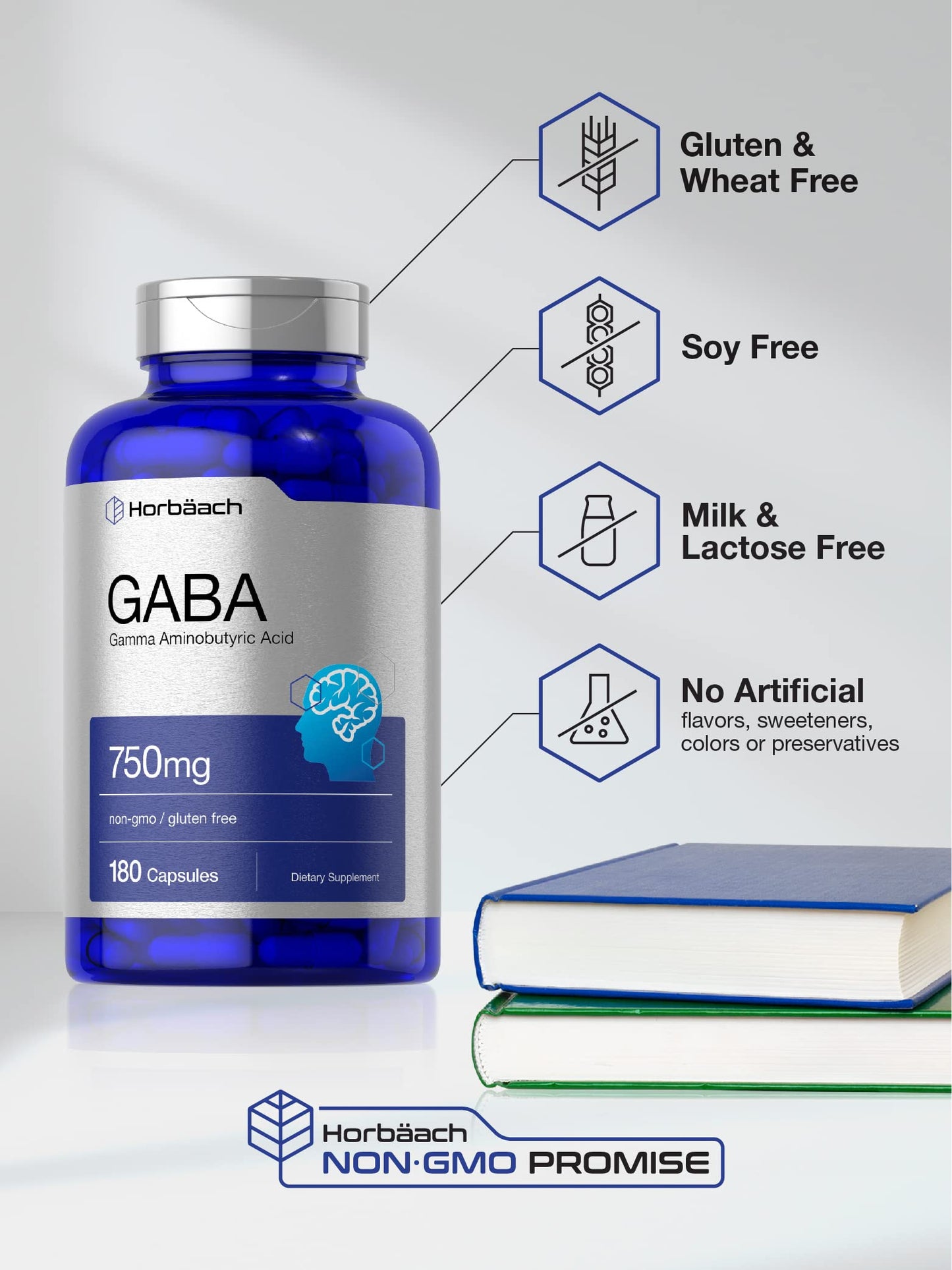 GABA 750mg | 180 Capsules | Gamma Aminobutyric Acid Supplement