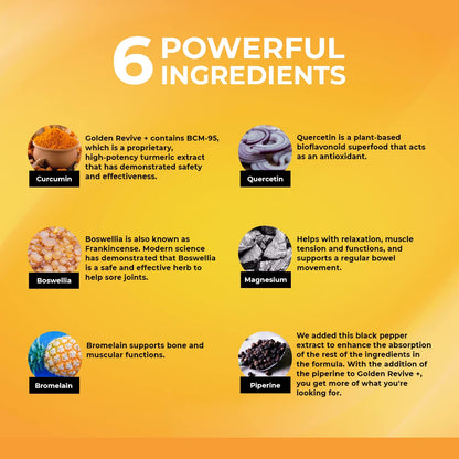 UpWellness Golden Revive + Joint Support with Quercetin, Magnesium, and Turmeric