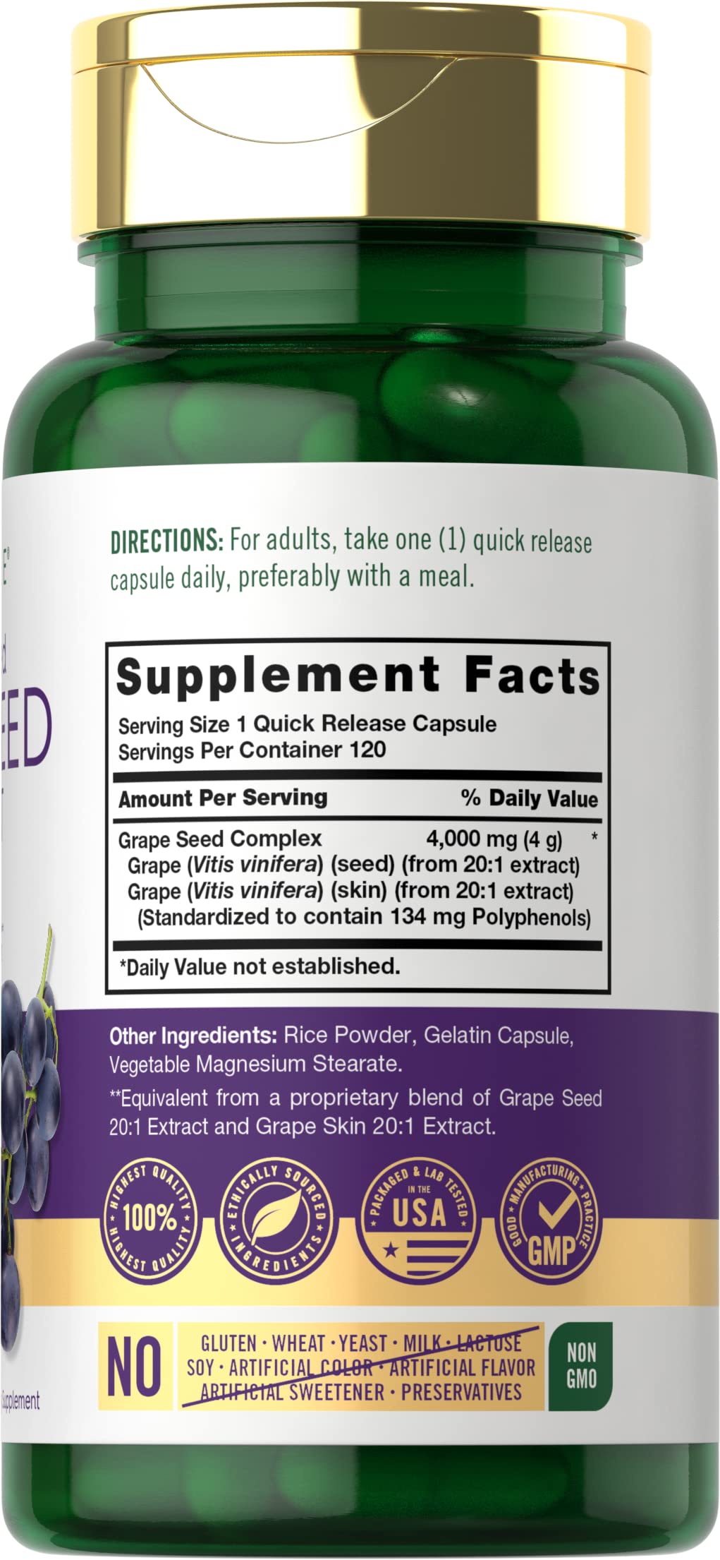 Carlyle Grape Seed Extract 4,000mg | 120 Quick Release Capsules | Standardized Extract Carlyle