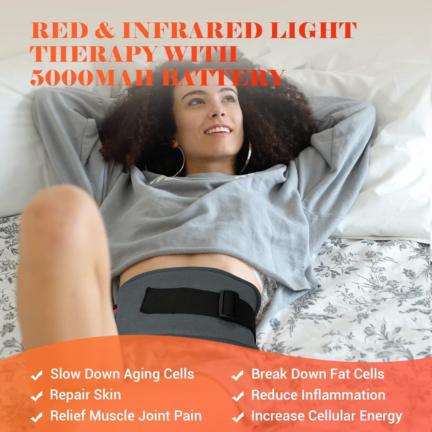 Comfytemp Red Light Therapy Belt, Cordless Infrared Red Light Therapy for Body Device, Wearable Red Comfytemp