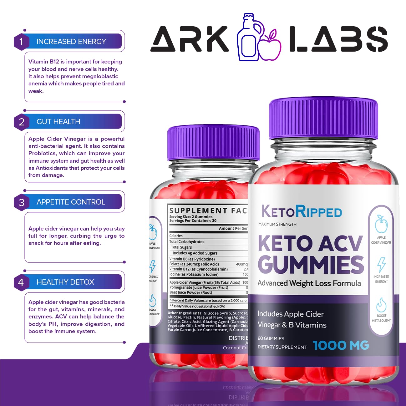 (5 Pack) Keto Ripped ACV Gummies, Keto Ripped ACV Gummies Advanced Weight Loss 1000MG