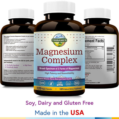 Terranics Magnesium Complex, Total 240 Capsules, Max Absorption, Glycinate, Citrate