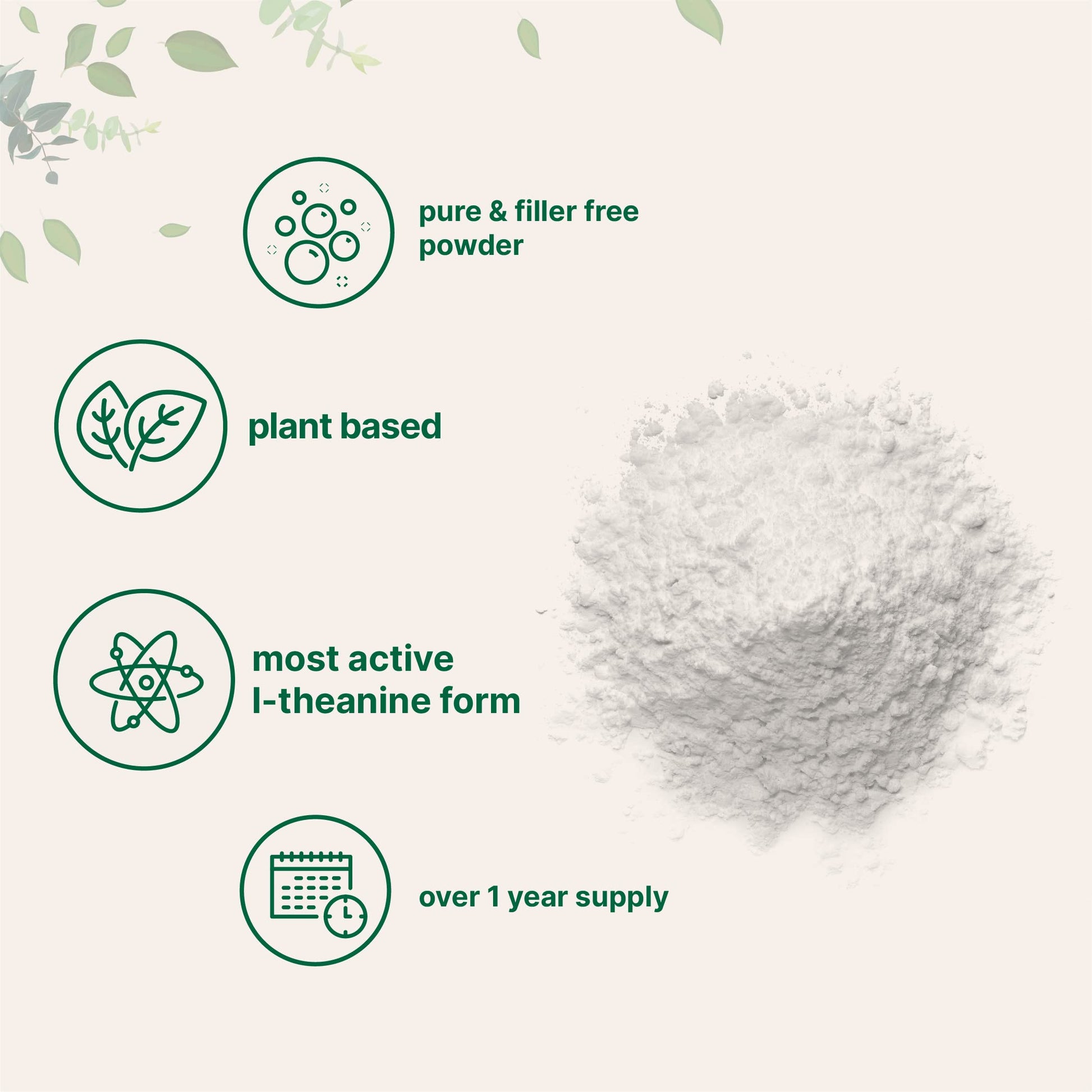 Pure L-Theanine Powder, 100 Grams (1 Year Supply), Filler Free, No GMOs and Vegan Micro Ingredients