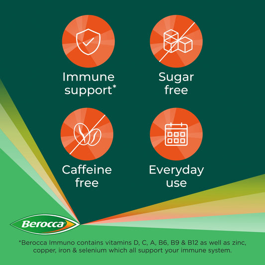 Berocca Immuno Effervescent Tablets, 11 Vitamins and Minerals, Including Vitamins D, C