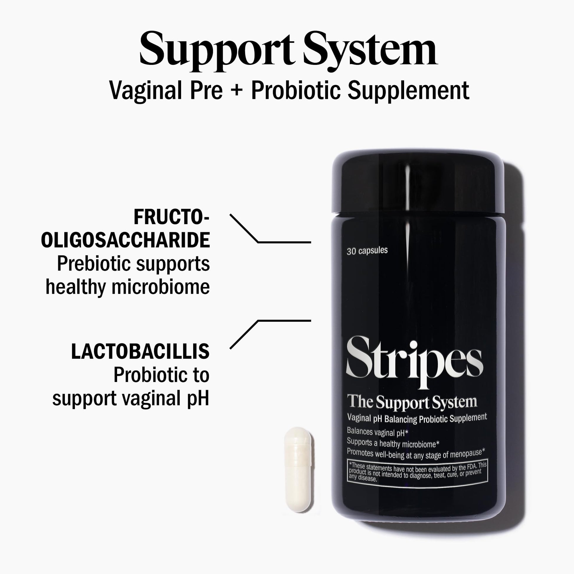 STRIPES by Naomi Watts - The Support System - Daily Vaginal Pre + Probiotic Maintains a Healthy pH STRIPES