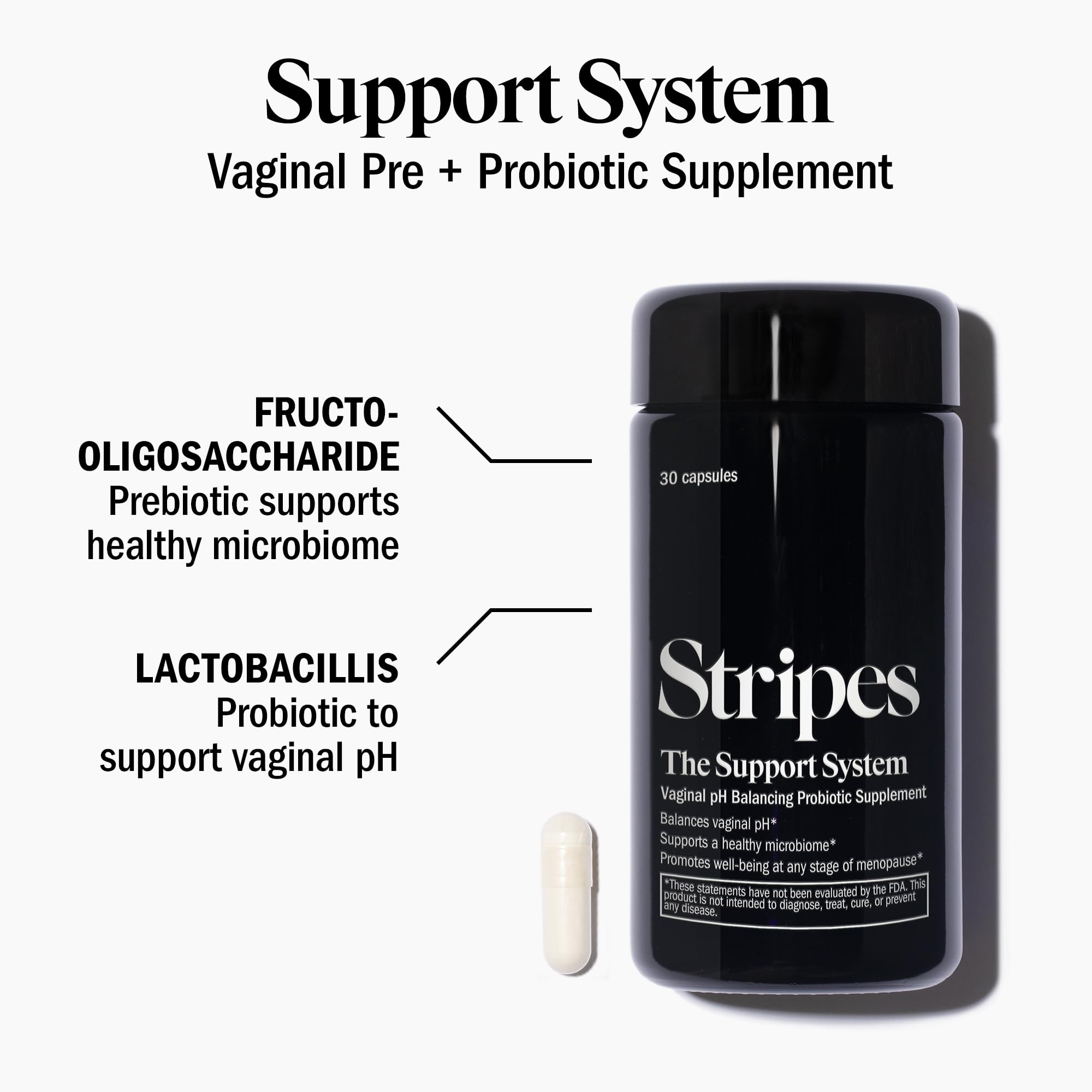 STRIPES by Naomi Watts - The Support System - Daily Vaginal Pre + Probiotic Maintains a Healthy pH STRIPES