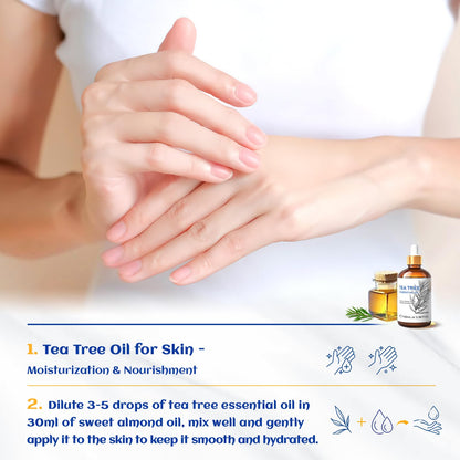 HIQILI Tea Tree Essential Oil (100 ML), 100% Pure for Toenail Fungus, Hair Damage