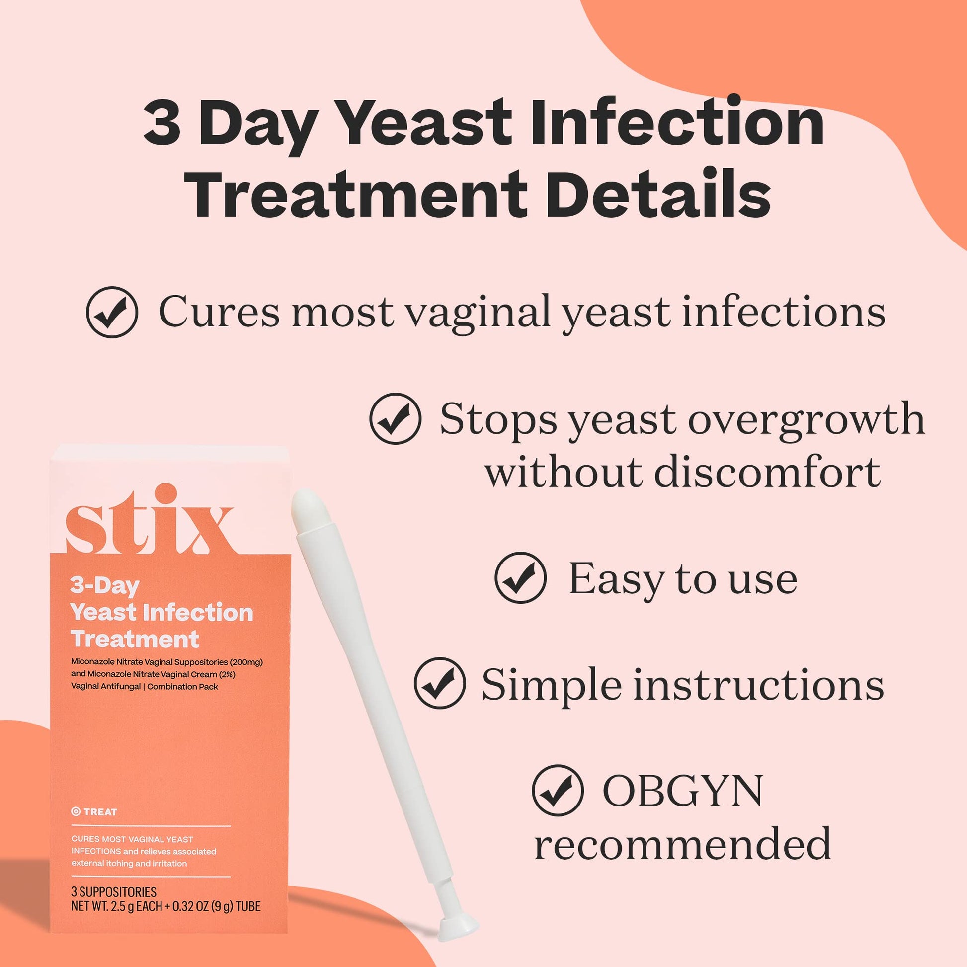 Stix Vaginal Health Probiotic & 3-Day Yeast Infection Treatment - Maintain pH Balance, Vaginal Microbiome Get Stix