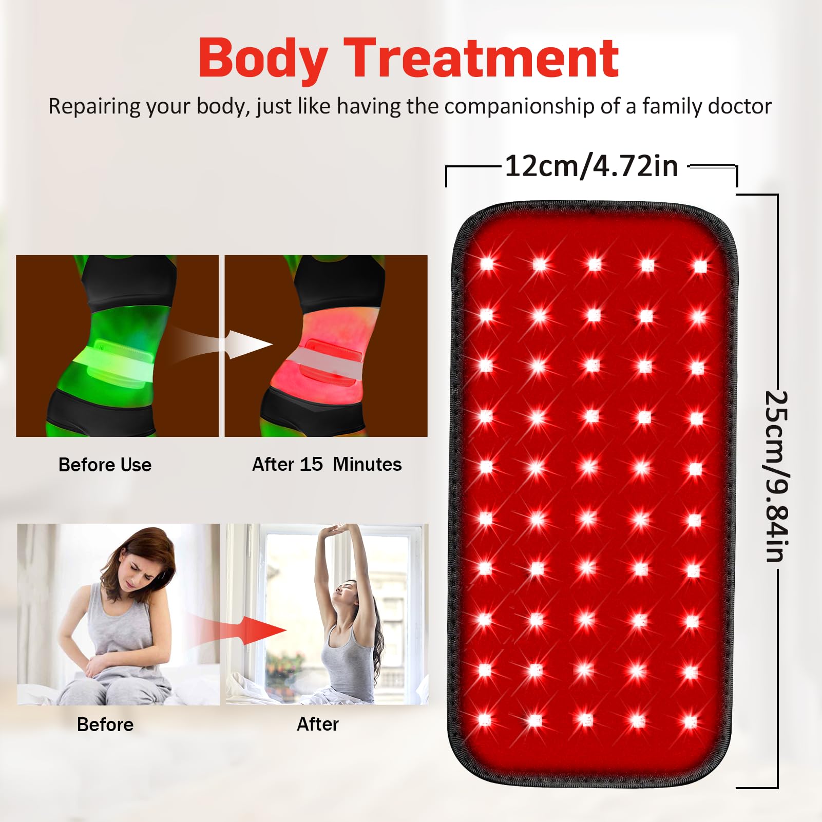 Red Light Therapy Belt, Infrared Light Therapy for Body, Wearable Wrap with Timer GMOWNW