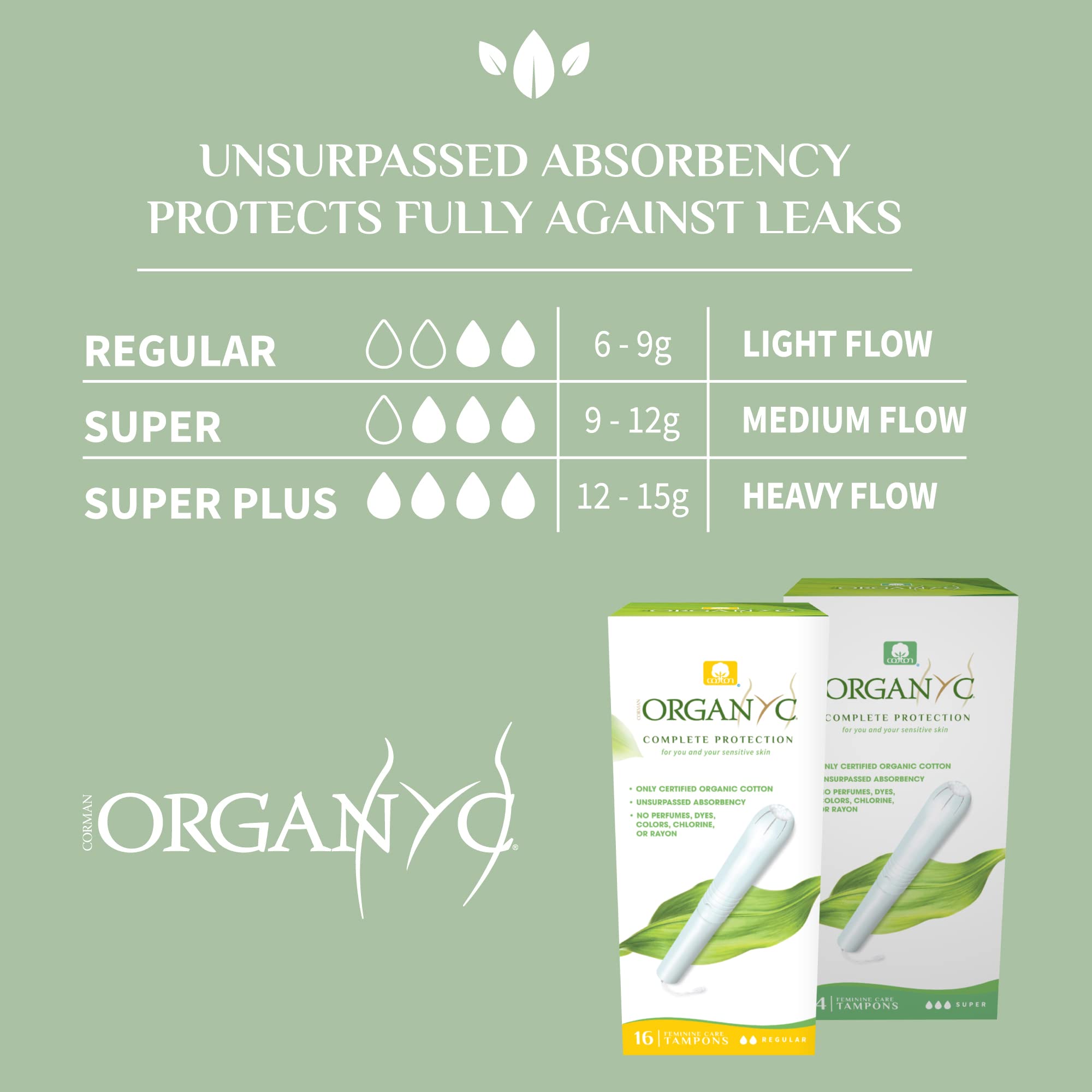 Organyc 100% Certified Organic Cotton Tampons - Cardboard Applicator, Free from Chlorine, Perfumes Organyc