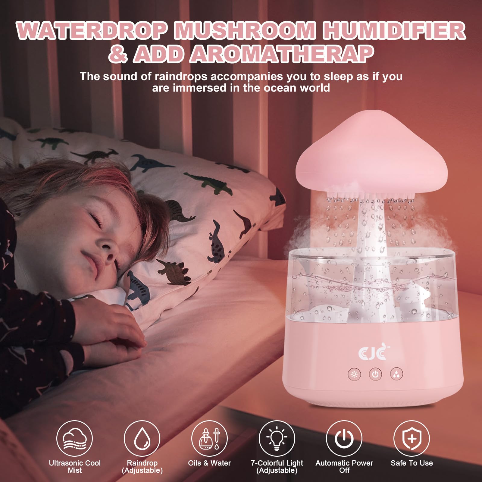Humidifiers for Bedroom, 7 Color-Changing Led Night Lights, Aromatherapy Essential Oil cjc