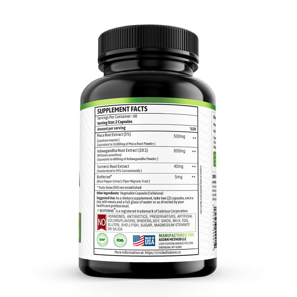 Maca Root 10,000 mg, Ashwagandha 6000mg Extract, Capsules for Men & Women