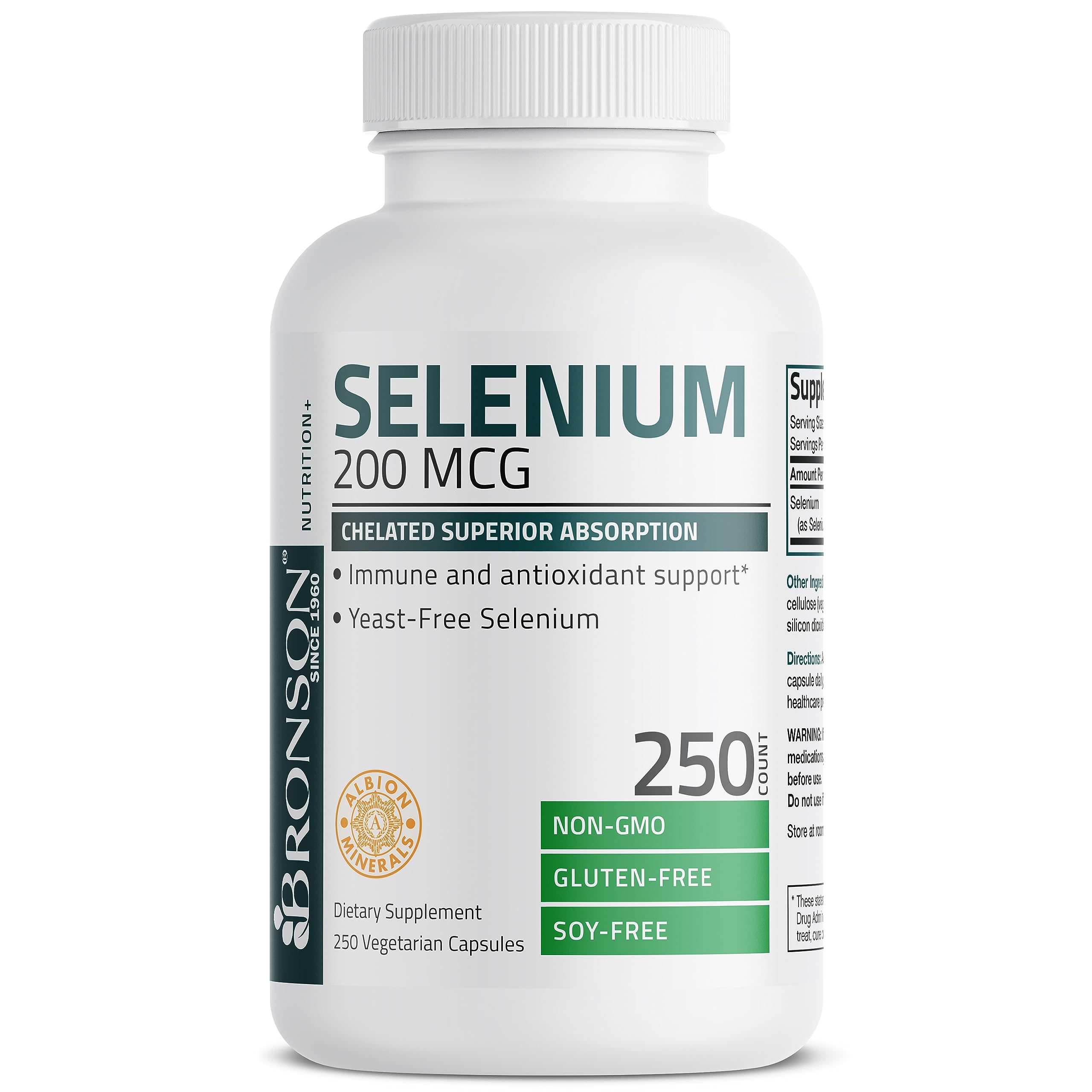 Bronson Selenium 200 mcg – Yeast Free Chelated Amino Acid Complex - Essential Trace Bronson
