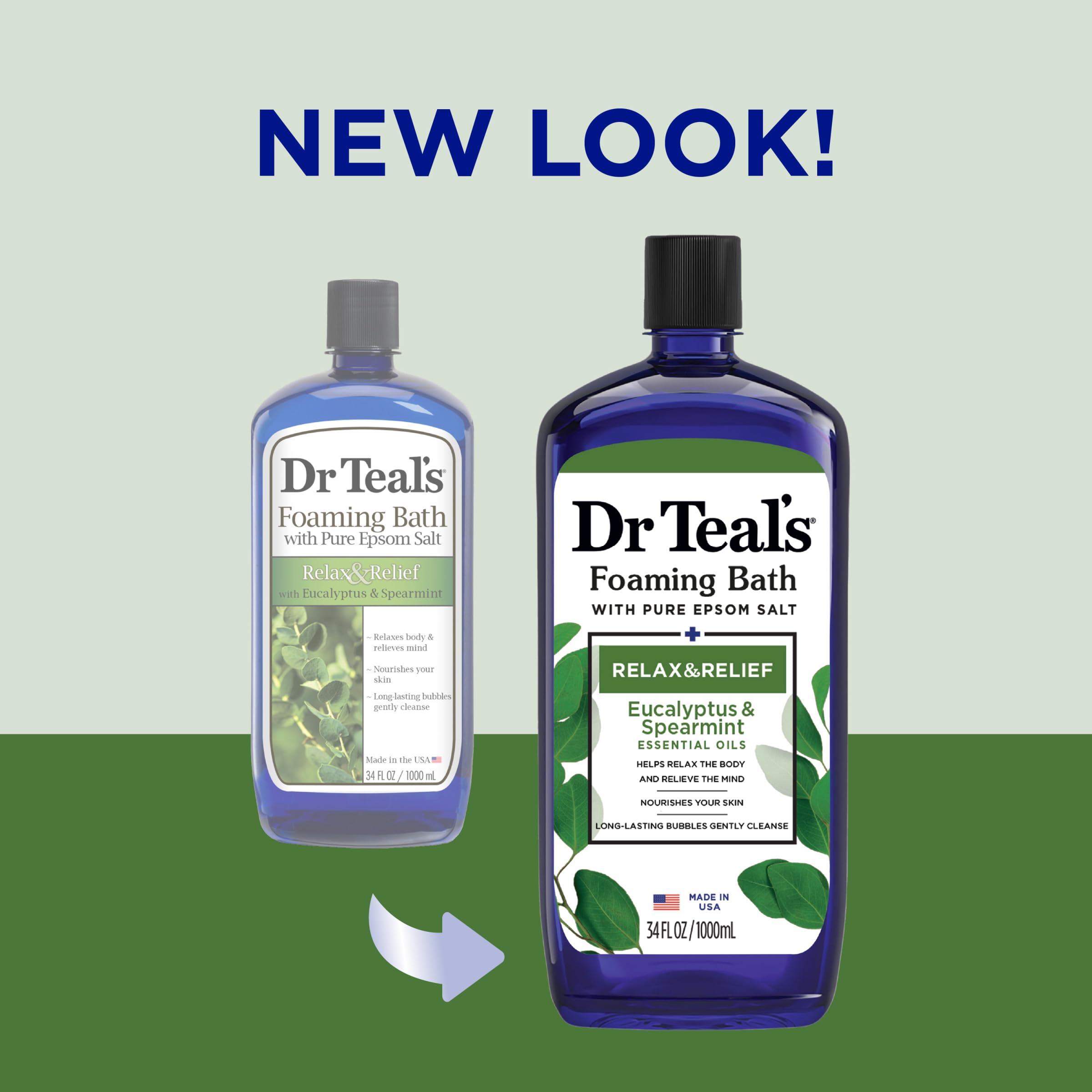 Dr Teal's Foaming Bath with Pure Epsom Salt, Relax & Relief with Eucalyptus & Spearmint Dr Teal's
