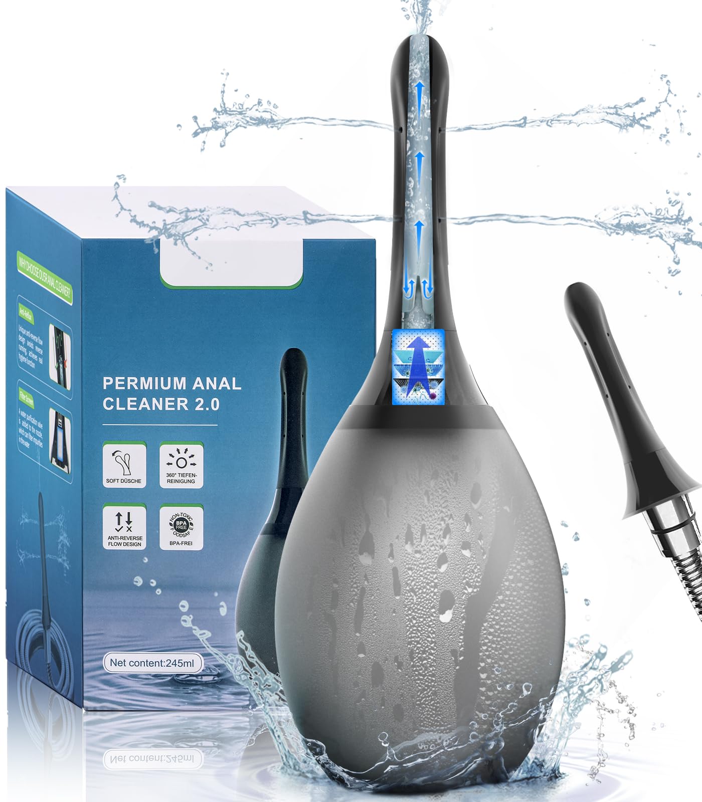 Onegreen Enema Douche Bulb Anti Back-Flow Portable Anal Douche Connected to Shower Hole