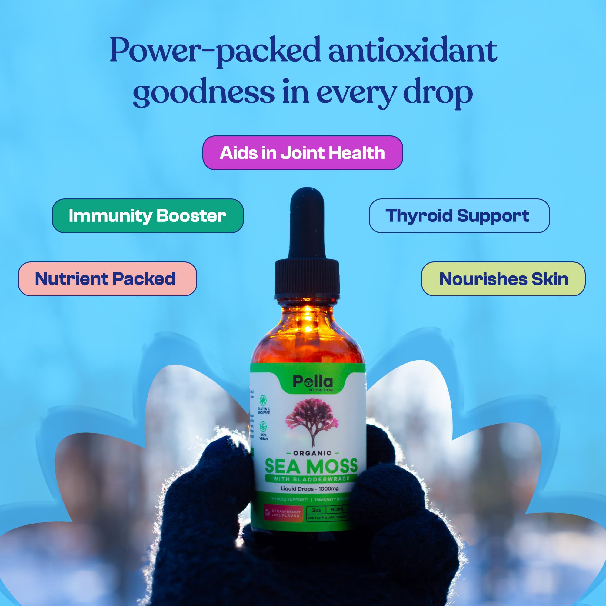 Pella Nutrition Organic Sea Moss Liquid Extract - 1000mg Irish Sea Moss, 4X Stronger Than Pella Nutrition