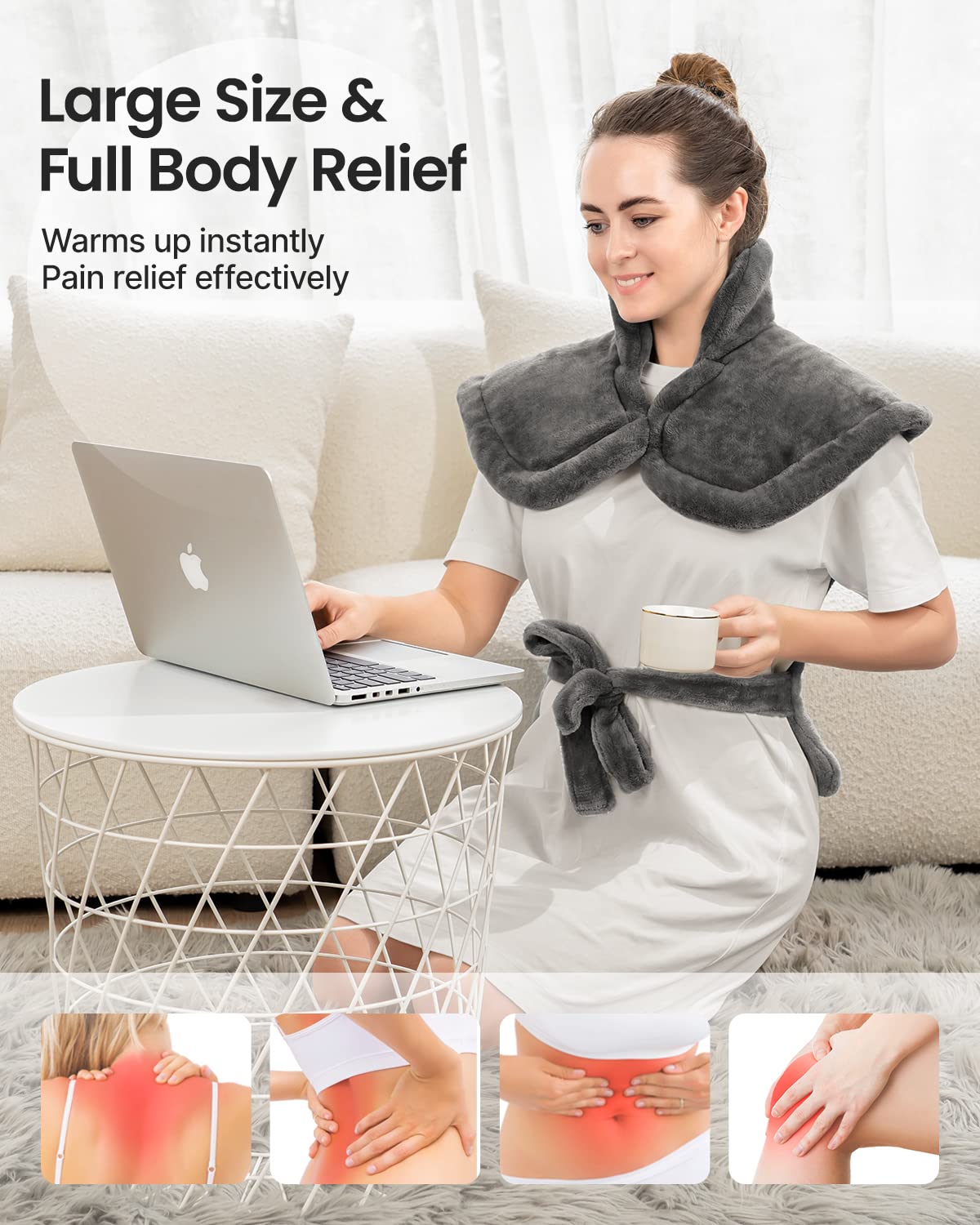 RENPHO Weighted Heating Pad for Back Pain Relief, FSA HSA Eligible, Electric Heat Pads RENPHO