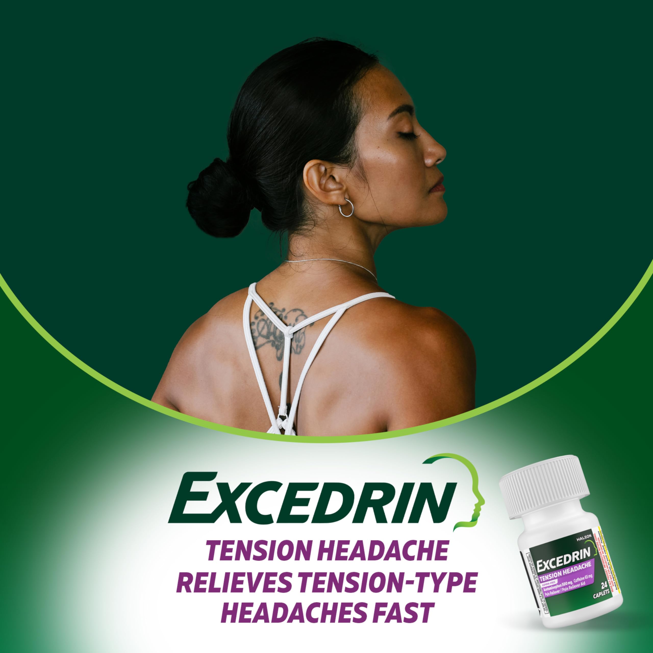 Excedrin Tension Headache Relief Caplets Without Aspirin for Head, Neck and Shoulder Pain Relief - 100 Count Excedrin