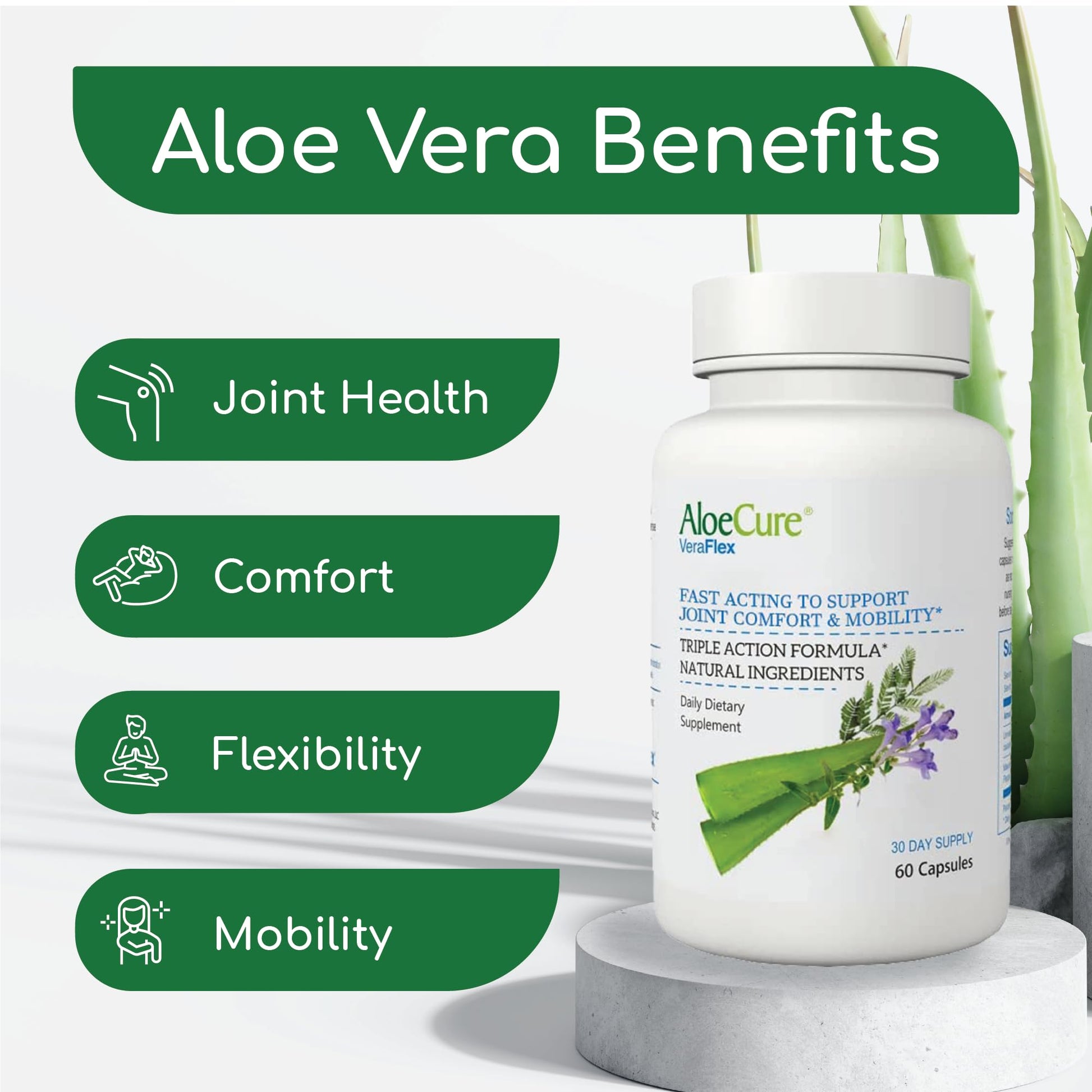 AloeCure VeraFlex Natural Joint Support Supplement with USDA Organic Aloe Vera AloeCure