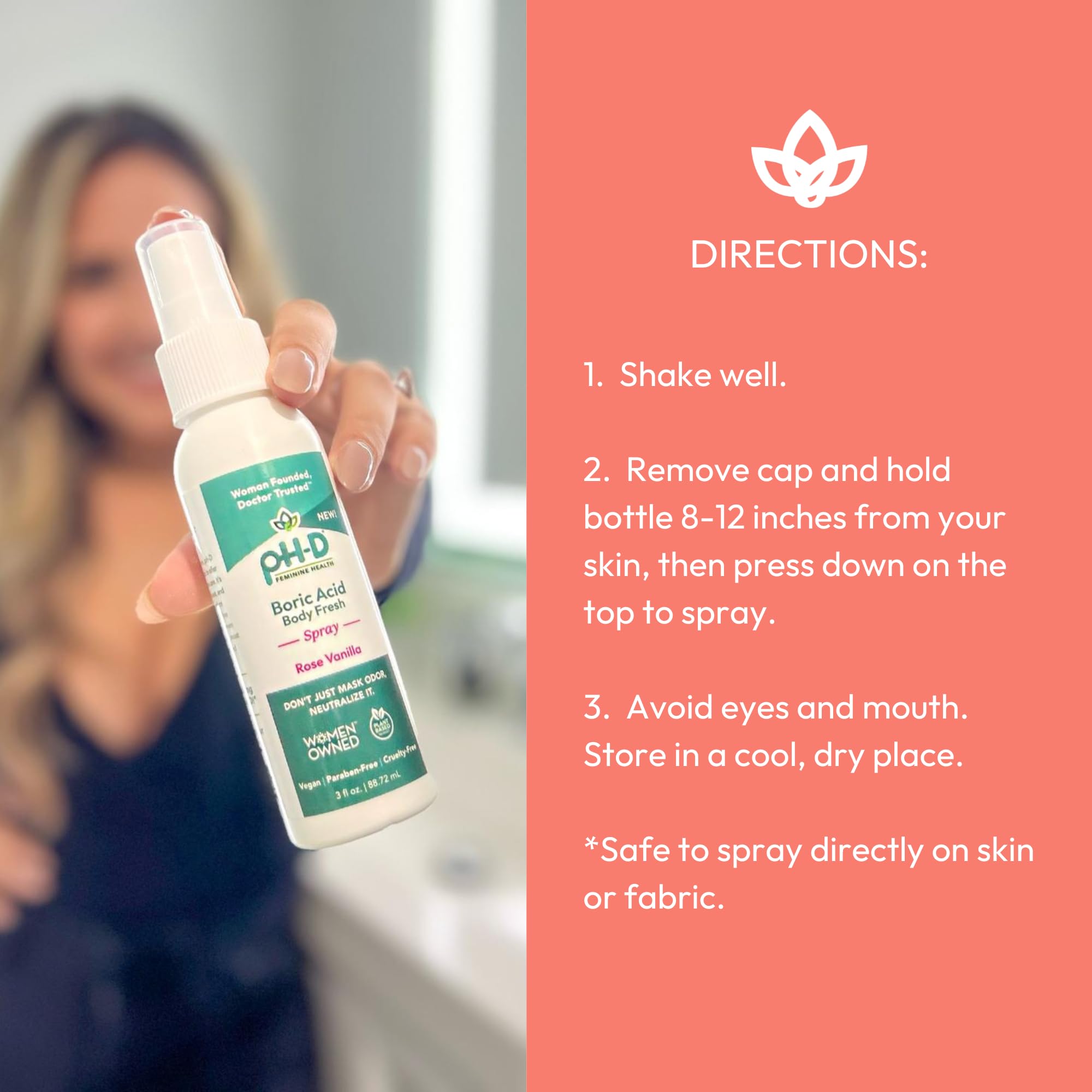 pH-D Feminine Health - Boric Acid Body Fresh Spray - Vegan, Paraben-Free, Plant Based pH-D Feminine Health Support