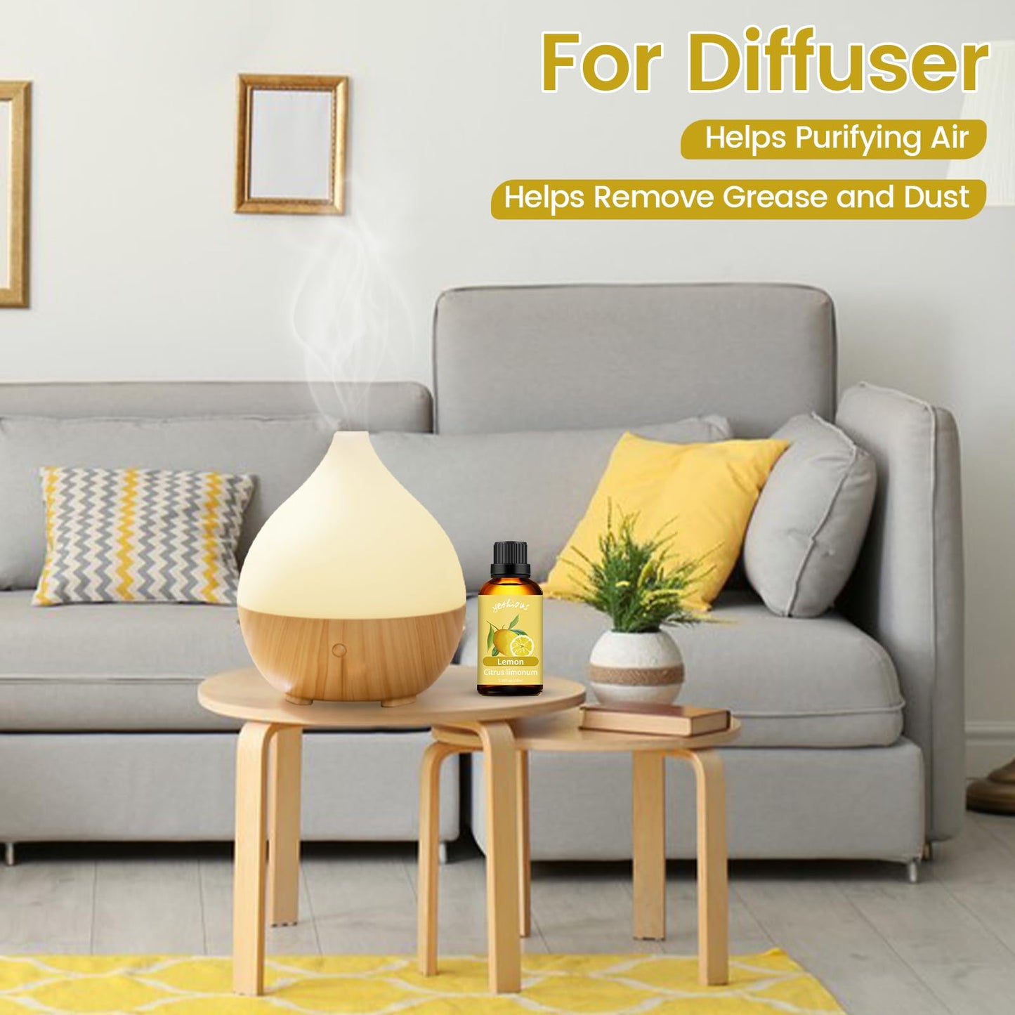 yethious Lemon Essential Oil Lemon Essential Oill for Diffuser, Perfume, Body, Skin, Hair, Candle Soap