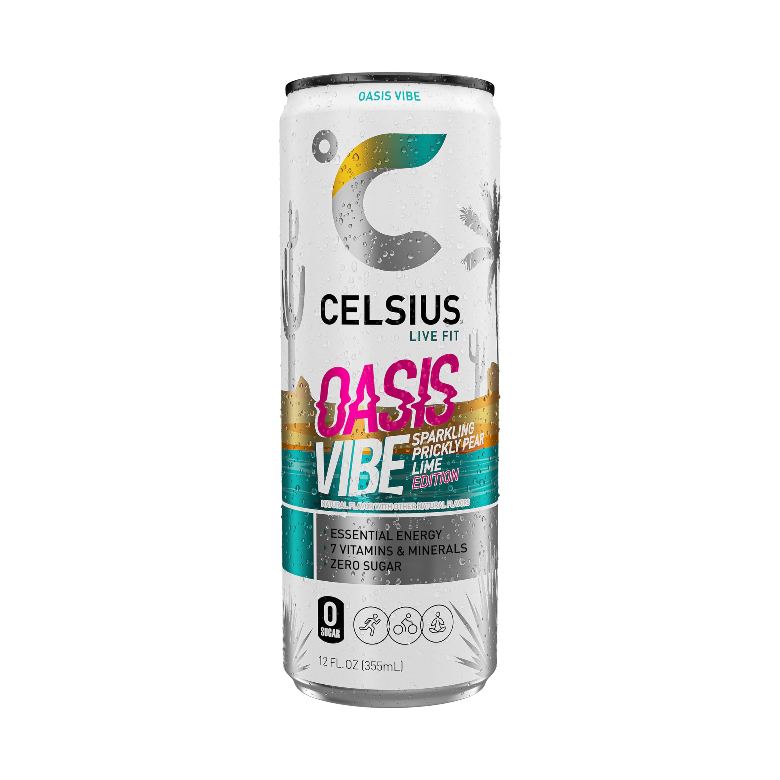 CELSIUS Sparkling Oasis Vibe, Functional Essential Energy Drink, 12 Fl Oz (Pack of 12) CELSIUS