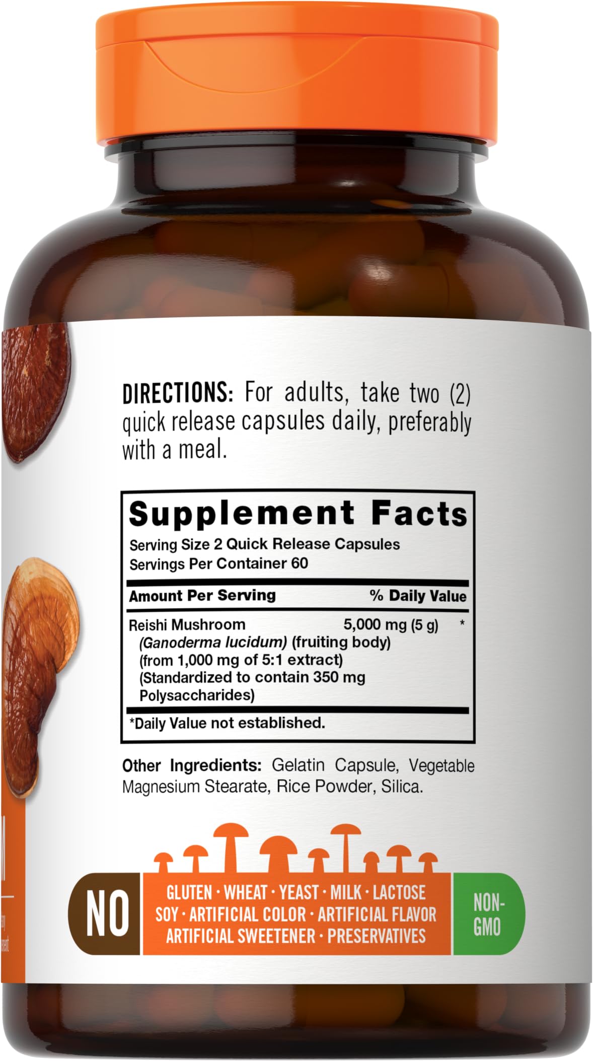 Carlyle Reishi Mushroom Capsules 5000 mg |120 Count | Non-GMO and Gluten Free Extract Carlyle