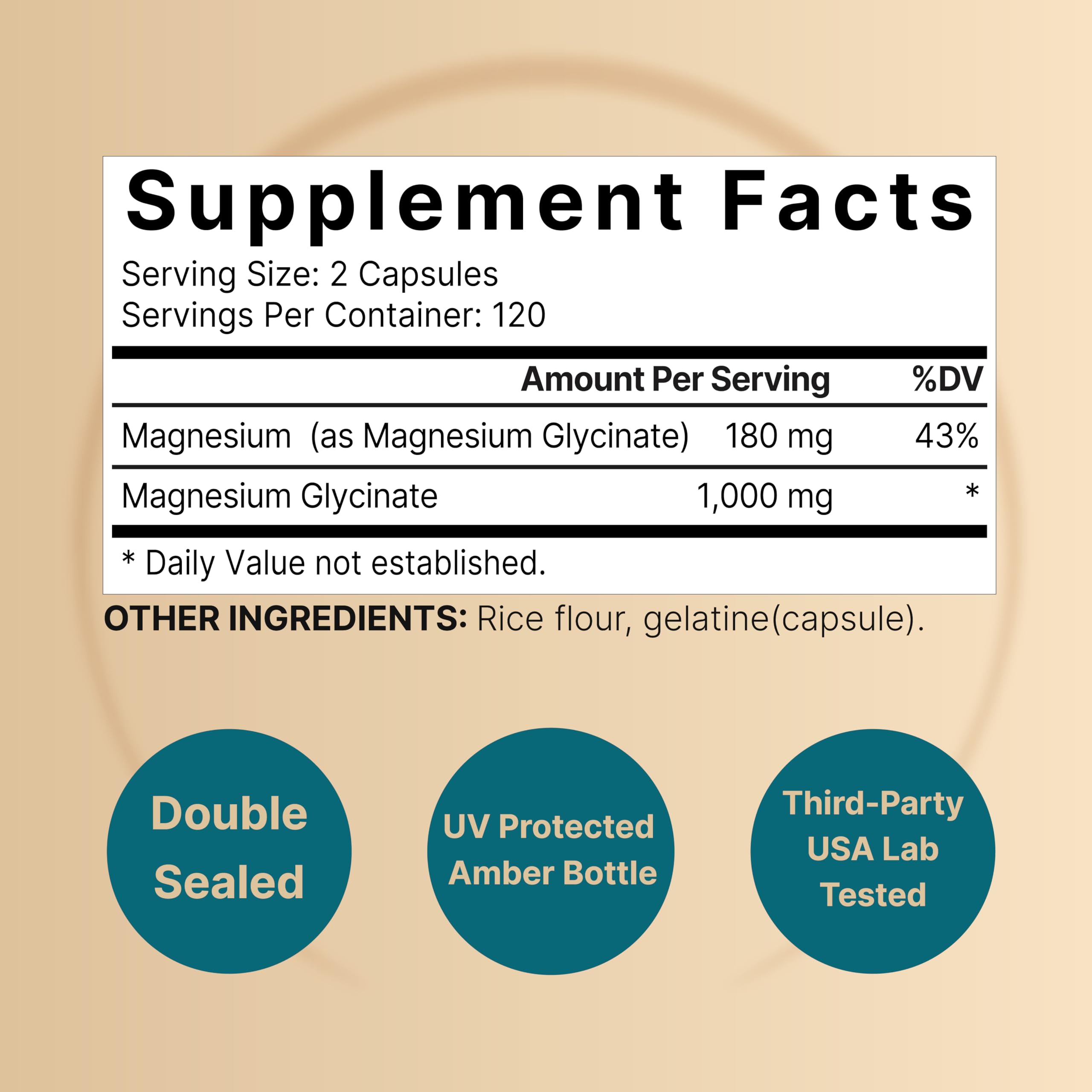 Magnesium Glycinate Supplement 1,000mg | 500mg Per Capsule, 240 Pills