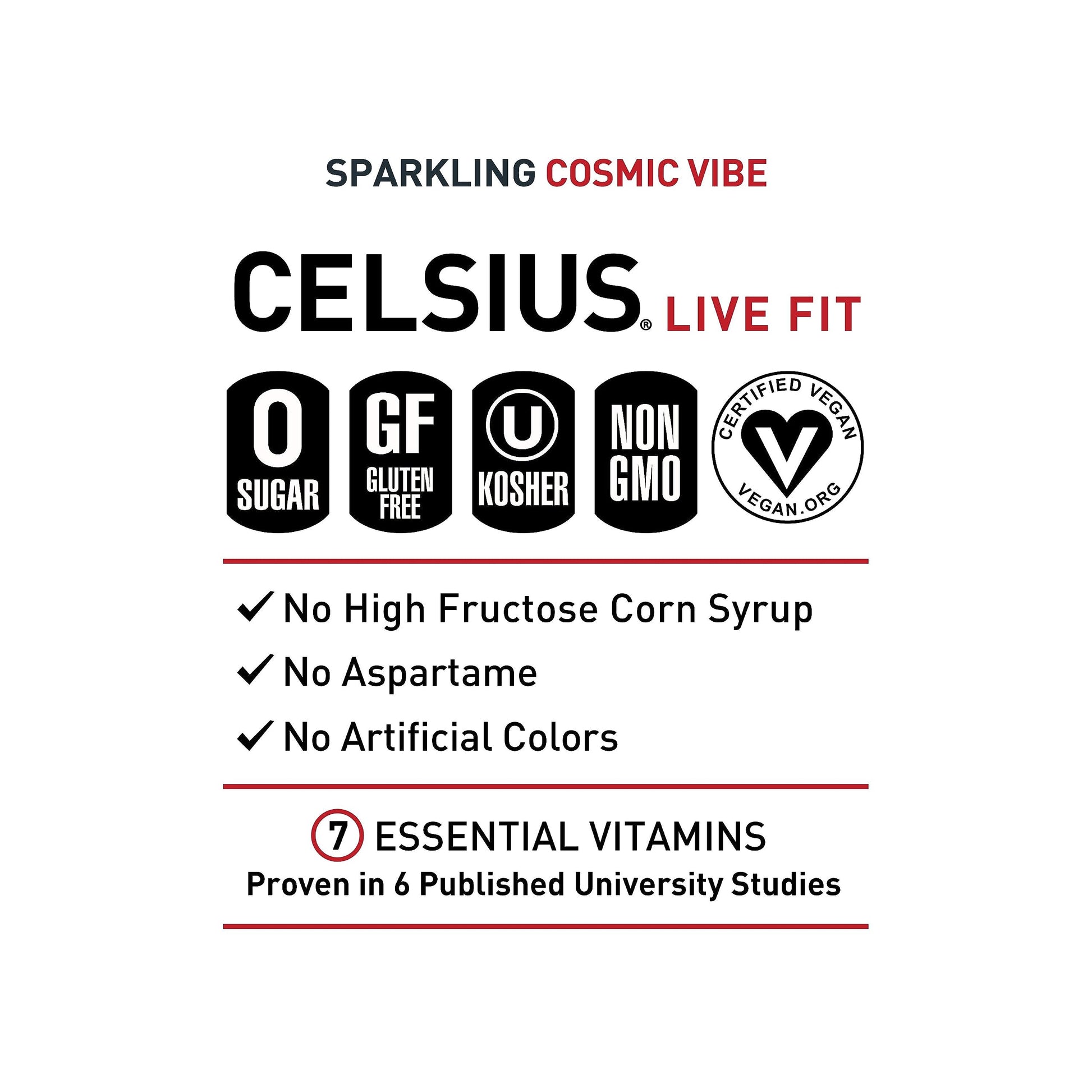CELSIUS Sparkling Cosmic Vibe, Functional Essential Energy Drink 12 Fl Oz (Pack of 12) CELSIUS
