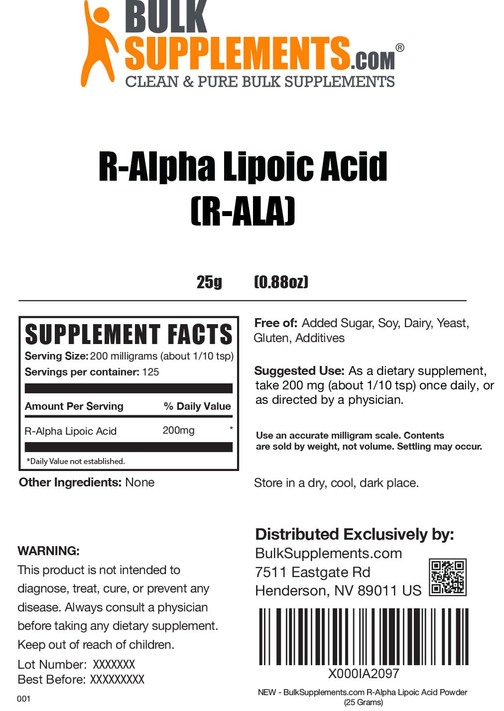 BULKSUPPLEMENTS.COM R-Alpha Lipoic Acid Powder - ALA Supplement, R Alpha Lipoic BULKSUPPLEMENTS.COM