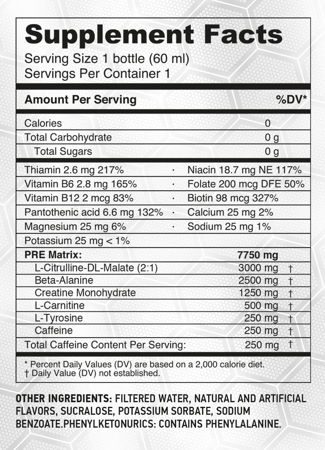 HARDLABZ PRE – Extra Strength Liquid Pre-Workout Energy Shot with Caffeine (250 mg), Citrulline, Alanine, Creatine, Carnitine, Tyrosine, Vitamins, Electrolytes for Extreme Energy and Outstanding Athletic Performance, Zero Sugar, 2oz -12 pack
