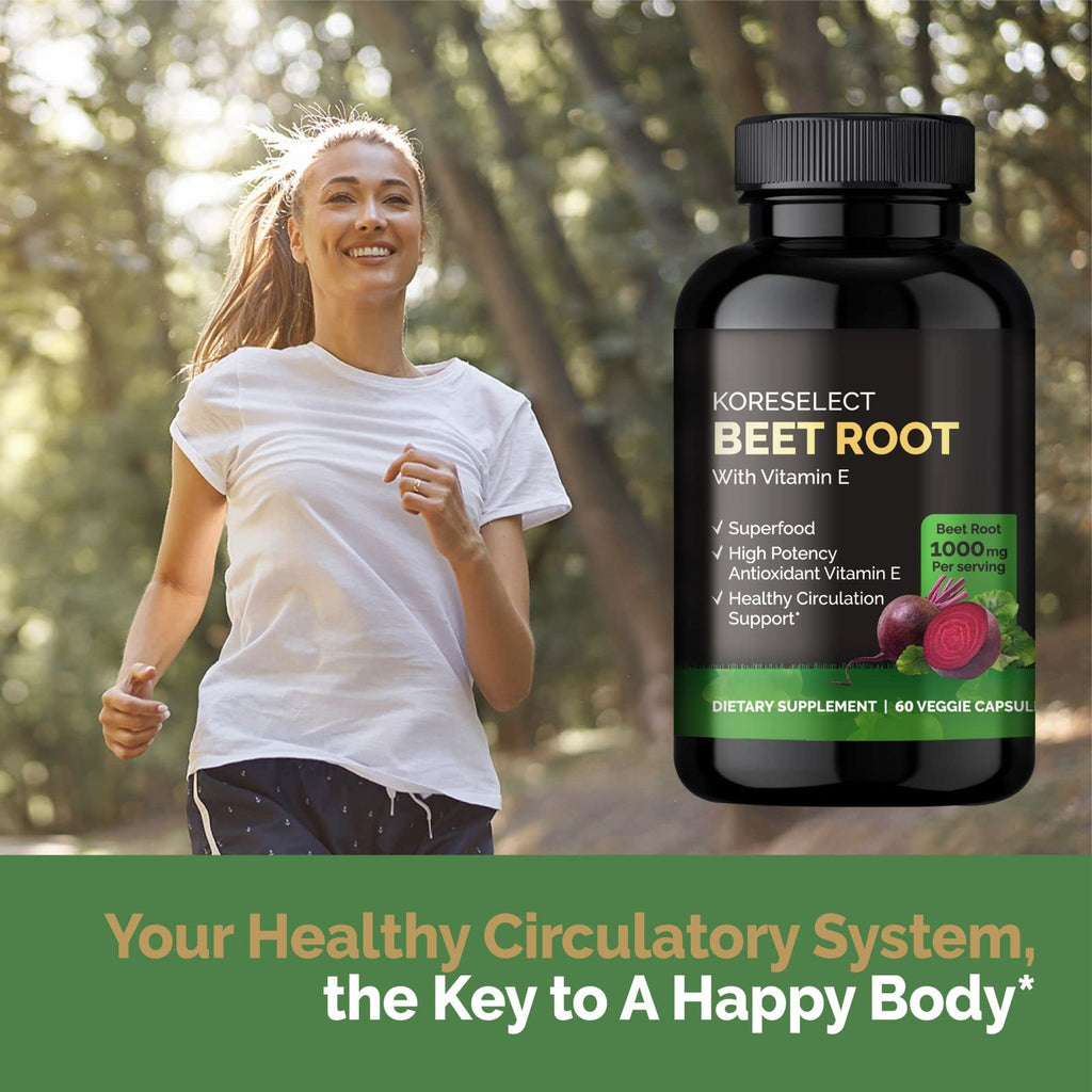 KORESELECT Beet Root & Tart Cherry Capsules 16,000mg Capsules Bundle for Nitric Oxide Supplement Booster for Blood Circulation, Muscle Recovery, Joint Support, for Men and Women