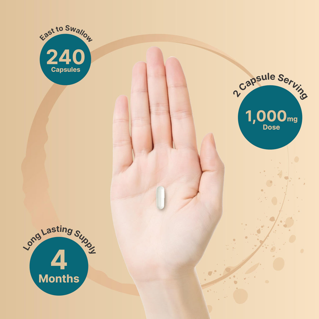 Magnesium Glycinate Supplement 1,000mg | 500mg Per Capsule, 240 Pills